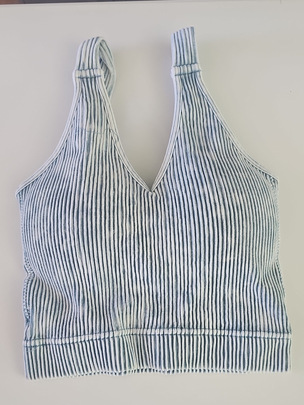 Zenana Outfitters Light Blue Ribbed V-Neck Tank